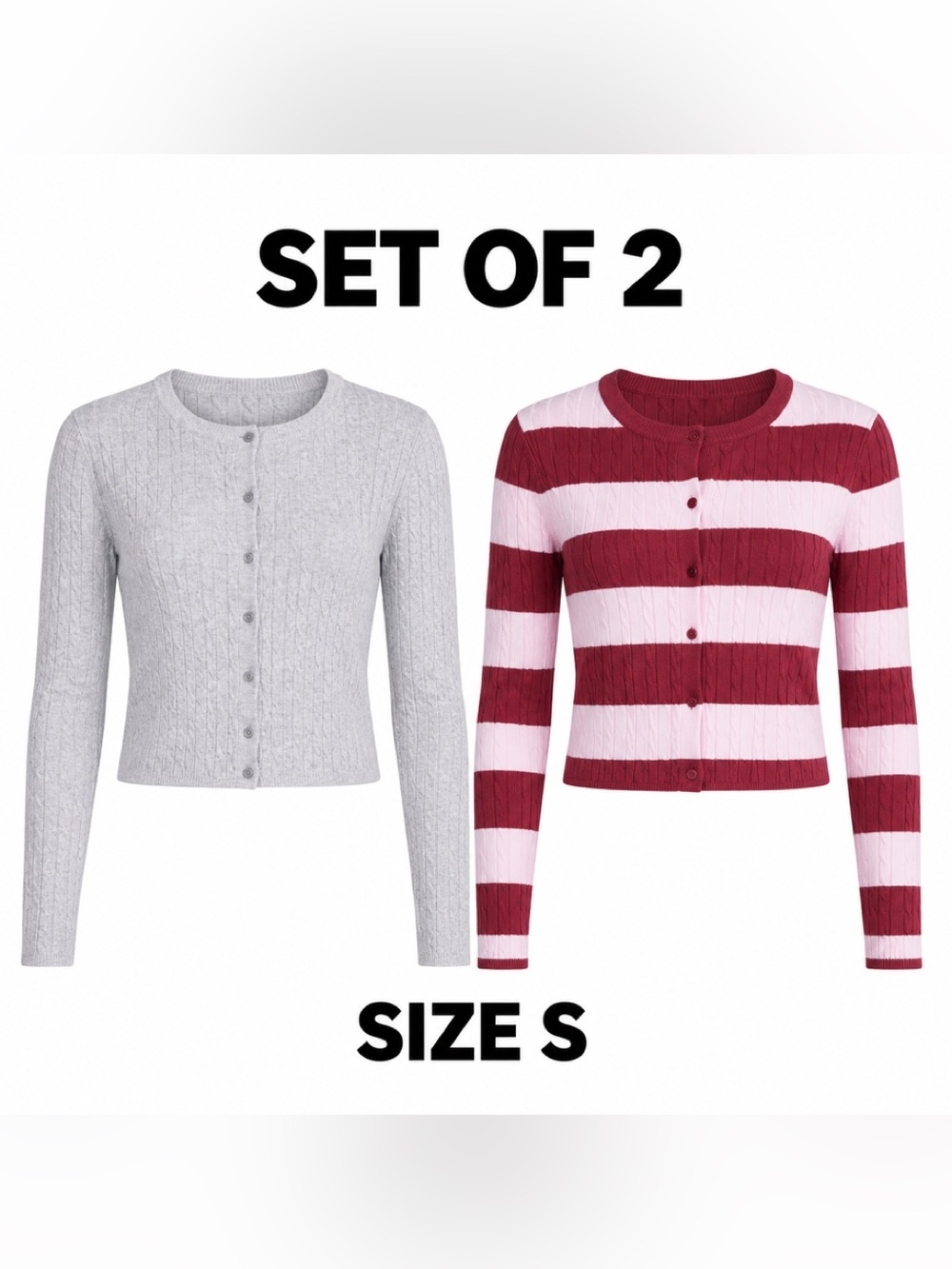 NWT Set of 2 No Boundaries Women’s Cable Knit Cardigans Size S 4/6